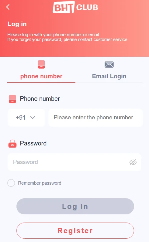 Bharat Club Login Page